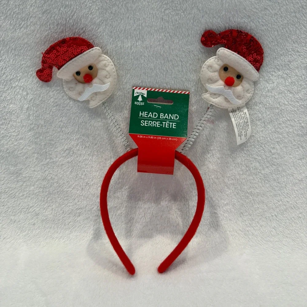 Christmas House Santa Claus Bopper Headband Red Sequin Holiday Accessory Kids